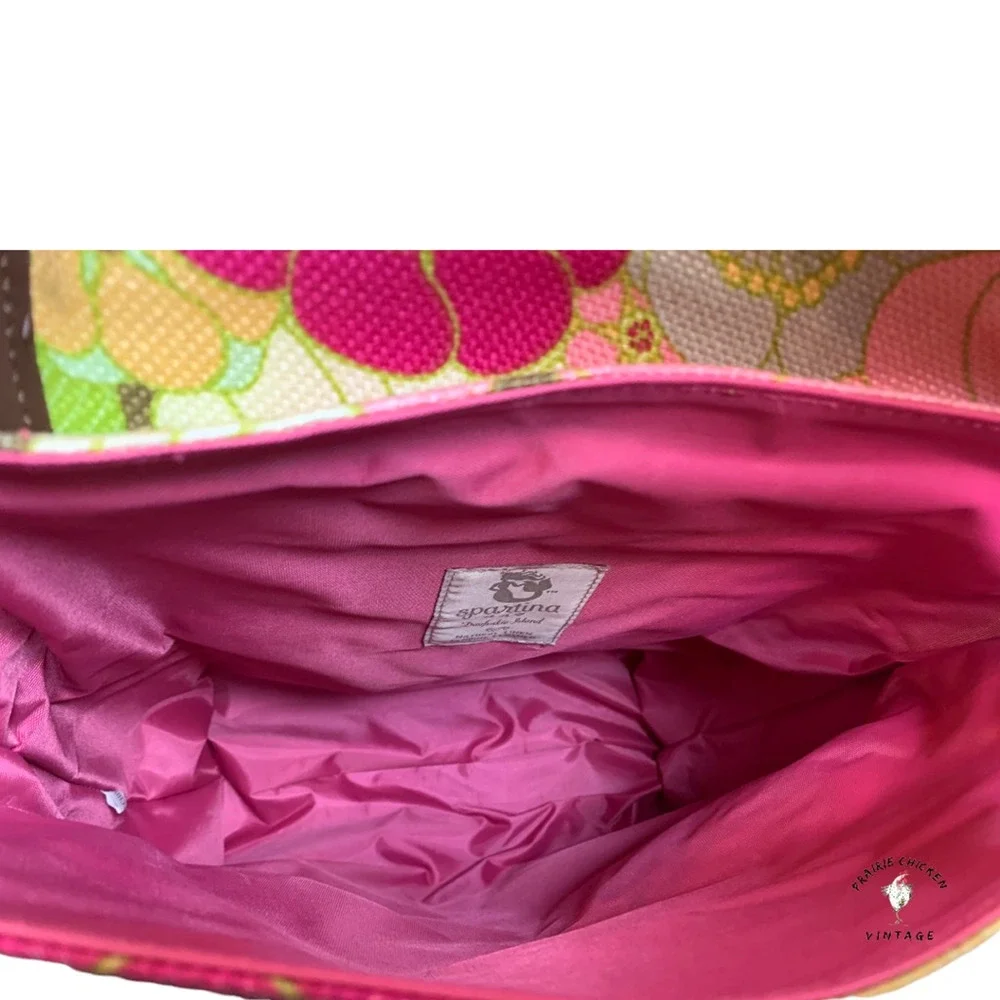 Spartina Womens Purse Tote Bag Pink Green Floral Adjustable Strap satchel
